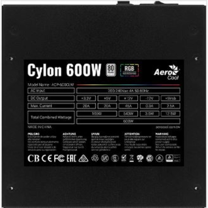 Блок питания Aerocool ATX 600W CYLON 600 80+ (24+4+4pin) APFC 120mm fan color 5xSATA RTL - фото 51417853 Блок питания Aerocool ATX 600W CYLON 600 80+ (24+4+4pin) APFC 120mm fan color 5xSATA RTL - фото 51417853