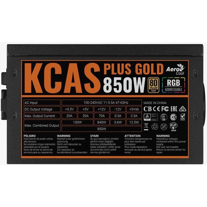 Блок питания Aerocool ATX 850W KCAS PLUS GOLD 850W ARGB 80+ gold 24+2x(4+4) pin APFC 120mm f 10044 - фото 51417917 Блок питания Aerocool ATX 850W KCAS PLUS GOLD 850W ARGB 80+ gold 24+2x(4+4) pin APFC 120mm f 10044 - фото 51417917