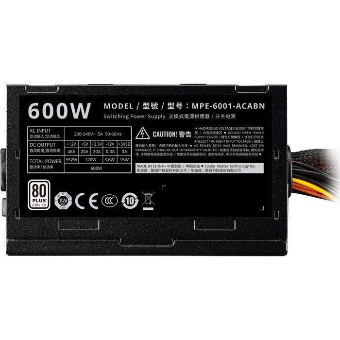 Блок питания Cooler Master ATX 600W Elite V4 80+ (24+4+4pin) APFC 120mm fan 5xSATA RTL - фото 51417949 Блок питания Cooler Master ATX 600W Elite V4 80+ (24+4+4pin) APFC 120mm fan 5xSATA RTL - фото 51417949