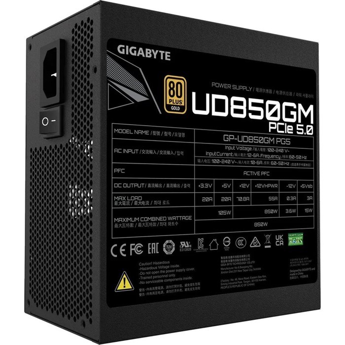 Блок питания Gigabyte ATX 850W GP-UD850GM PG5 Gen.5 80+ gold 24+2x(4+4) pin APFC 120mm fan 8 10044 - фото 51418154 Блок питания Gigabyte ATX 850W GP-UD850GM PG5 Gen.5 80+ gold 24+2x(4+4) pin APFC 120mm fan 8 10044 - фото 51418154