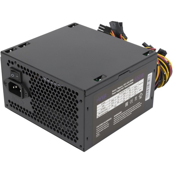 Блок питания Hiper ATX 650W HPC-650 80+ (24+4+4pin) APFC 120mm fan 5xSATA - фото 51418296 Блок питания Hiper ATX 650W HPC-650 80+ (24+4+4pin) APFC 120mm fan 5xSATA - фото 51418296