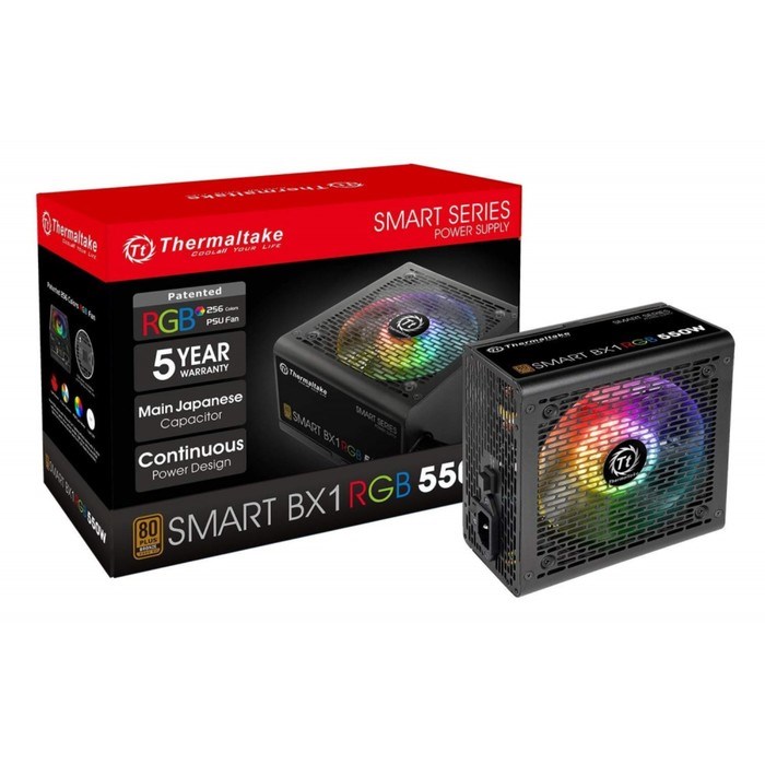 Блок питания Thermaltake ATX 550W Smart BX1 RGB 80+ bronze (24+4+4pin) APFC 120mm fan color 100445 - фото 51418337 Блок питания Thermaltake ATX 550W Smart BX1 RGB 80+ bronze (24+4+4pin) APFC 120mm fan color 100445 - фото 51418337