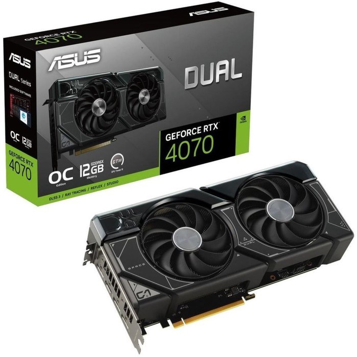 Видеокарта Asus PCI-E 4.0 DUAL-RTX4070-O12G NVIDIA GeForce RTX 4070 12288Mb 192 GDDR6X 2520/ 10044 - фото 51418381 Видеокарта Asus PCI-E 4.0 DUAL-RTX4070-O12G NVIDIA GeForce RTX 4070 12288Mb 192 GDDR6X 2520/ 10044 - фото 51418381