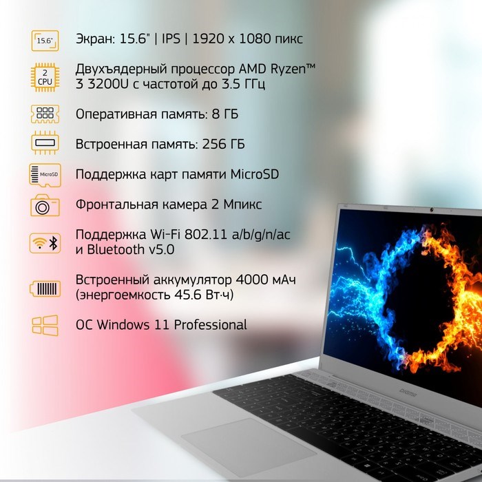 Ноутбук Digma EVE 15 C423 Ryzen 3 3200U 8Gb SSD256Gb AMD Radeon Vega 3 15.6" IPS FHD (1920x1 10045 - фото 51420579 Ноутбук Digma EVE 15 C423 Ryzen 3 3200U 8Gb SSD256Gb AMD Radeon Vega 3 15.6" IPS FHD (1920x1 10045 - фото 51420579