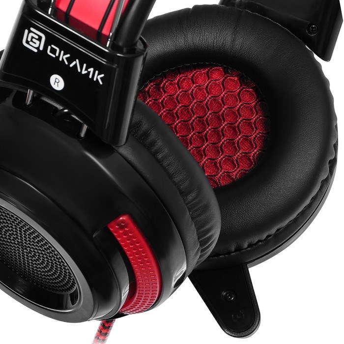Наушники с микрофоном Оклик HS-G300 ARMAGEDDON черный/красный 2.3м мониторные оголовье (3374 10045 - фото 51422121 Наушники с микрофоном Оклик HS-G300 ARMAGEDDON черный/красный 2.3м мониторные оголовье (3374 10045 - фото 51422121