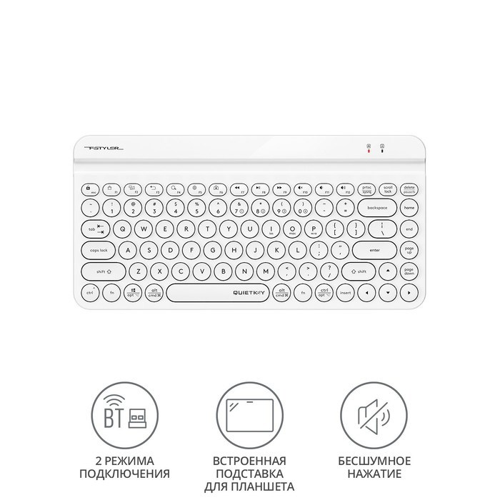 Клавиатура A4Tech Fstyler FBK30 белый USB беспроводная BT/Radio slim Multimedia (FBK30 WHITE 10045 - фото 51422589 Клавиатура A4Tech Fstyler FBK30 белый USB беспроводная BT/Radio slim Multimedia (FBK30 WHITE 10045 - фото 51422589