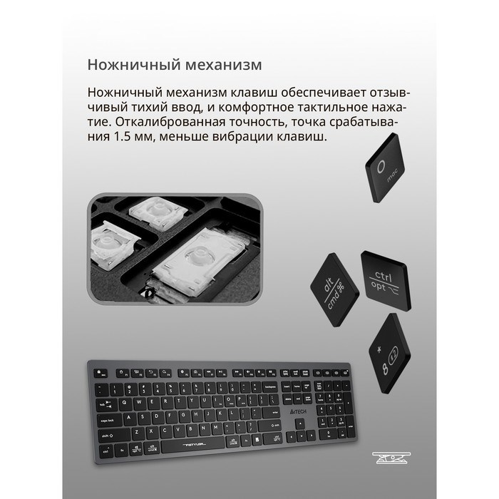 Клавиатура A4Tech Fstyler FBX50C серый USB беспроводная BT/Radio slim Multimedia (FBX50C GRE 10045 - фото 51422644 Клавиатура A4Tech Fstyler FBX50C серый USB беспроводная BT/Radio slim Multimedia (FBX50C GRE 10045 - фото 51422644