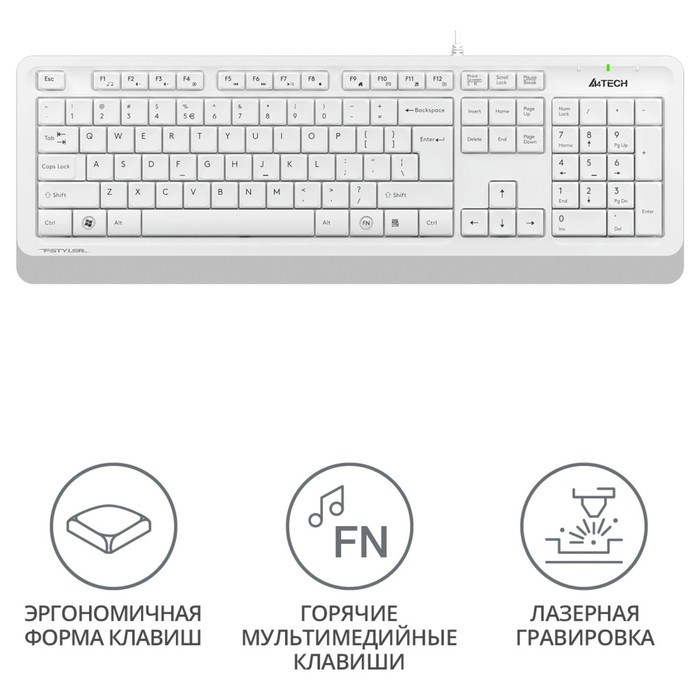 Клавиатура A4Tech Fstyler FK10 белый/серый USB - фото 51423125 Клавиатура A4Tech Fstyler FK10 белый/серый USB - фото 51423125