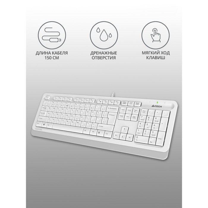 Клавиатура A4Tech Fstyler FK10 белый/серый USB - фото 51423126 Клавиатура A4Tech Fstyler FK10 белый/серый USB - фото 51423126