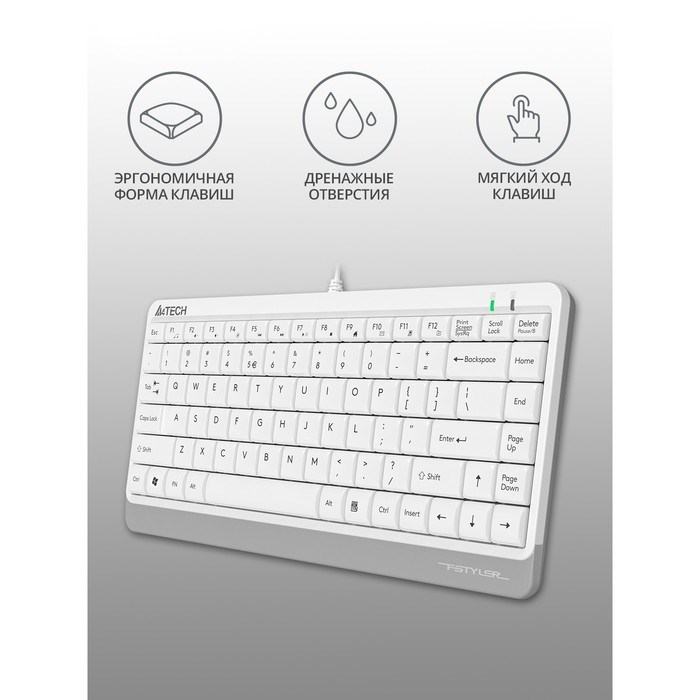 Клавиатура A4Tech Fstyler FK11 белый USB slim - фото 51423135 Клавиатура A4Tech Fstyler FK11 белый USB slim - фото 51423135