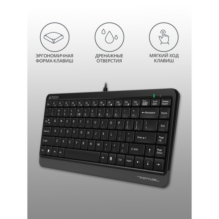 Клавиатура A4Tech Fstyler FK11 черный/серый USB slim - фото 51423140 Клавиатура A4Tech Fstyler FK11 черный/серый USB slim - фото 51423140