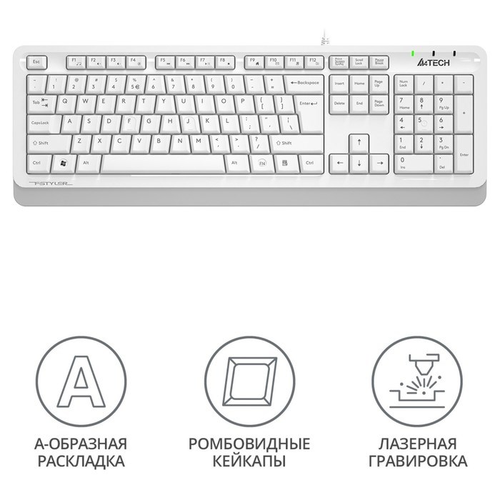 Клавиатура A4Tech Fstyler FKS10 белый/серый USB - фото 51423184 Клавиатура A4Tech Fstyler FKS10 белый/серый USB - фото 51423184