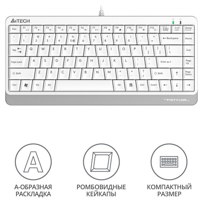 Клавиатура A4Tech Fstyler FKS11 белый/серый USB - фото 51423194 Клавиатура A4Tech Fstyler FKS11 белый/серый USB - фото 51423194