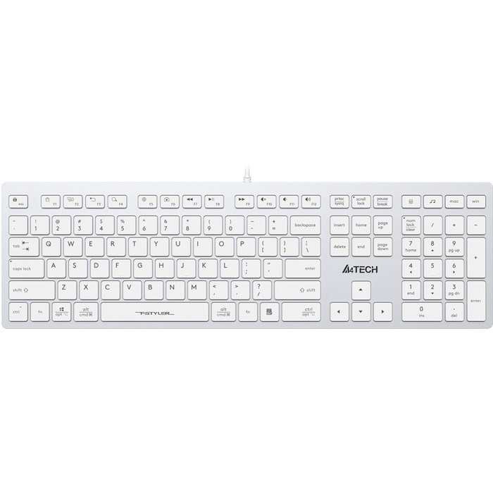 Клавиатура A4Tech Fstyler FX50 белый USB slim Multimedia (FX50 WHITE) - фото 51423213 Клавиатура A4Tech Fstyler FX50 белый USB slim Multimedia (FX50 WHITE) - фото 51423213