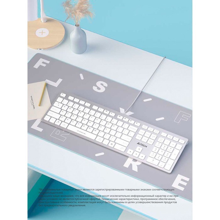 Клавиатура A4Tech Fstyler FX50 белый USB slim Multimedia (FX50 WHITE) - фото 51423218 Клавиатура A4Tech Fstyler FX50 белый USB slim Multimedia (FX50 WHITE) - фото 51423218