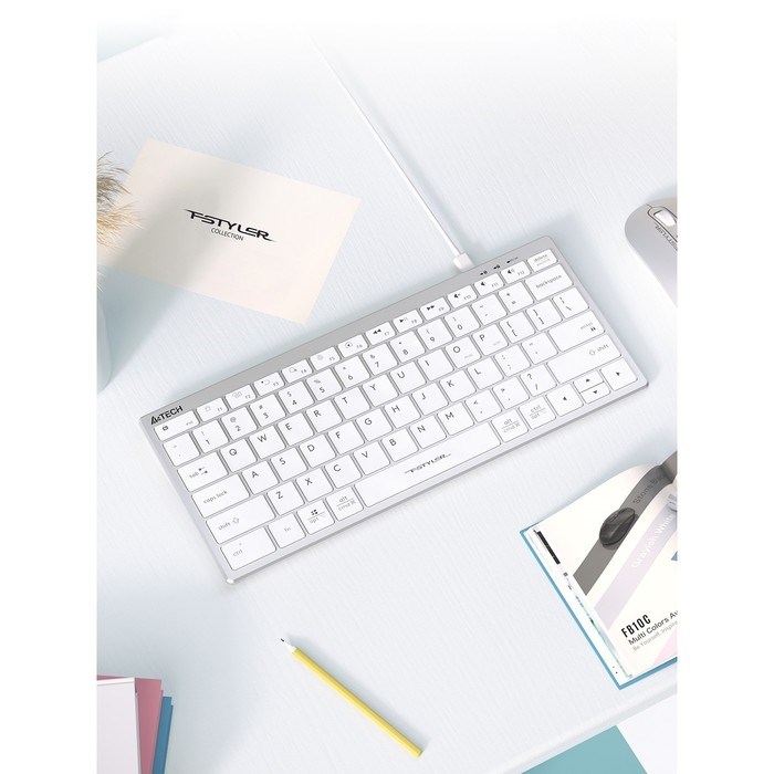 Клавиатура A4Tech Fstyler FX51 белый USB slim Multimedia (FX51 WHITE) - фото 51423240 Клавиатура A4Tech Fstyler FX51 белый USB slim Multimedia (FX51 WHITE) - фото 51423240