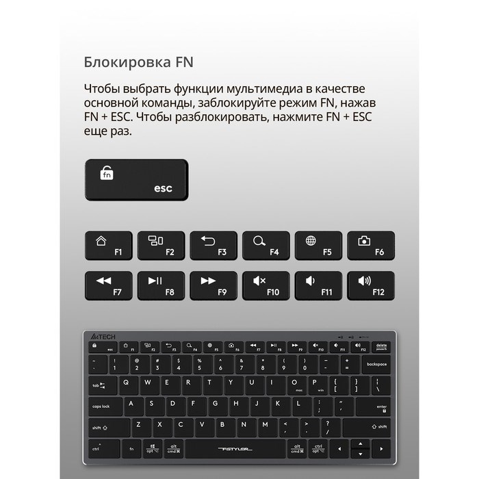 Клавиатура A4Tech Fstyler FX51 серый USB slim Multimedia (FX51 GREY) - фото 51423248 Клавиатура A4Tech Fstyler FX51 серый USB slim Multimedia (FX51 GREY) - фото 51423248