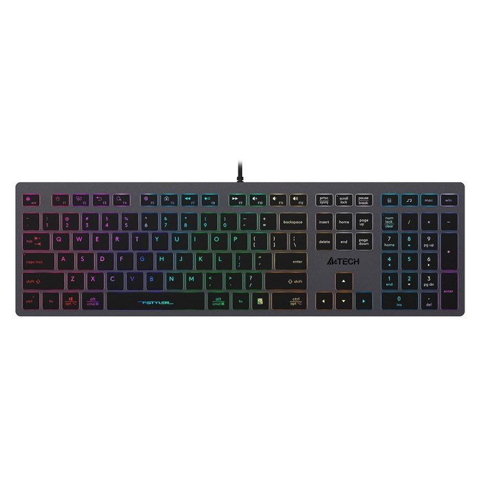 Клавиатура A4Tech Fstyler FX60 серый USB slim LED (FX60 GREY / NEON) - фото 51423252 Клавиатура A4Tech Fstyler FX60 серый USB slim LED (FX60 GREY / NEON) - фото 51423252