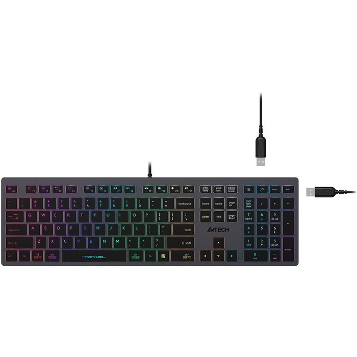 Клавиатура A4Tech Fstyler FX60H серый USB slim LED (FX60H GREY/NEON) - фото 51423268 Клавиатура A4Tech Fstyler FX60H серый USB slim LED (FX60H GREY/NEON) - фото 51423268