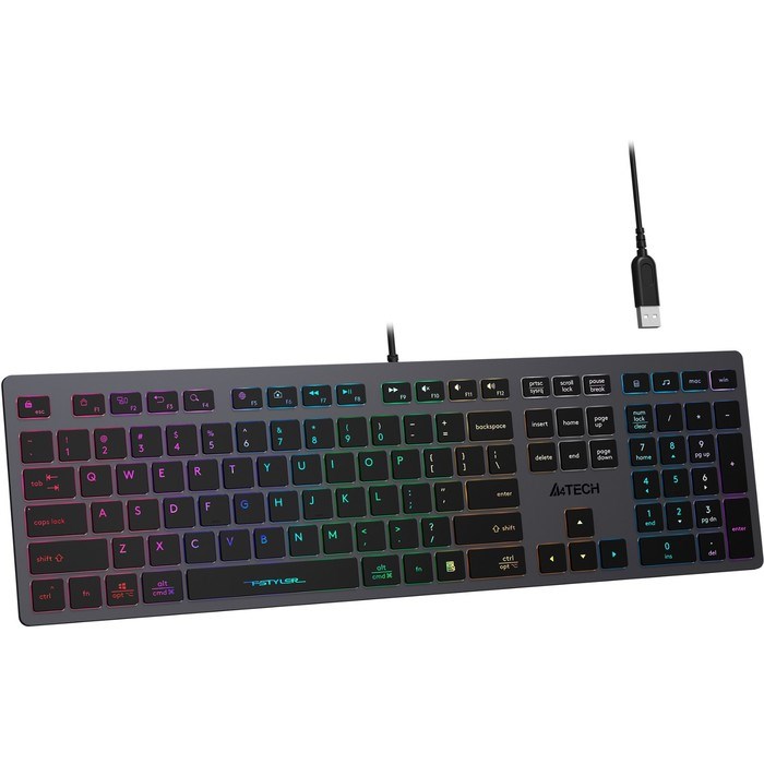 Клавиатура A4Tech Fstyler FX60H серый USB slim LED (FX60H GREY/NEON) - фото 51423270 Клавиатура A4Tech Fstyler FX60H серый USB slim LED (FX60H GREY/NEON) - фото 51423270
