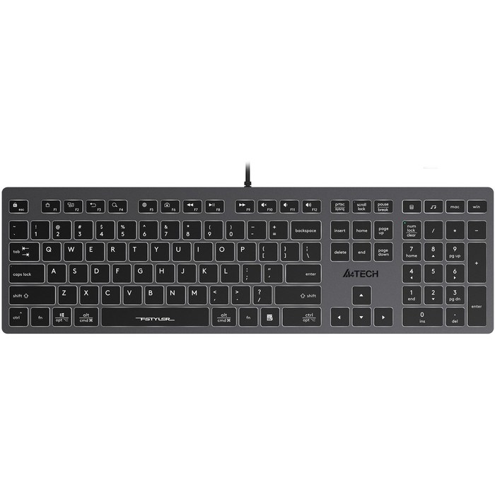 Клавиатура A4Tech Fstyler FX60H серый USB slim LED (FX60H GREY/WHITE) - фото 51423272 Клавиатура A4Tech Fstyler FX60H серый USB slim LED (FX60H GREY/WHITE) - фото 51423272