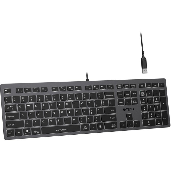 Клавиатура A4Tech Fstyler FX60H серый USB slim LED (FX60H GREY/WHITE) - фото 51423280 Клавиатура A4Tech Fstyler FX60H серый USB slim LED (FX60H GREY/WHITE) - фото 51423280