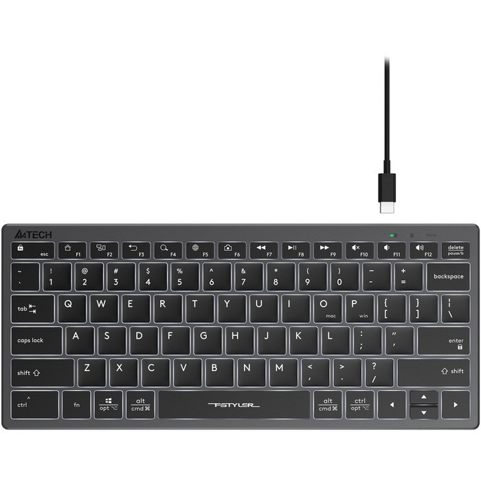 Клавиатура A4Tech Fstyler FX61 серый USB slim LED (FX61 GREY) - фото 51423298 Клавиатура A4Tech Fstyler FX61 серый USB slim LED (FX61 GREY) - фото 51423298