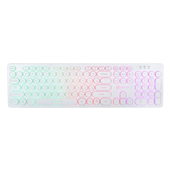 Клавиатура Оклик 420MRL белый USB slim Multimedia LED - фото 51423490 Клавиатура Оклик 420MRL белый USB slim Multimedia LED - фото 51423490