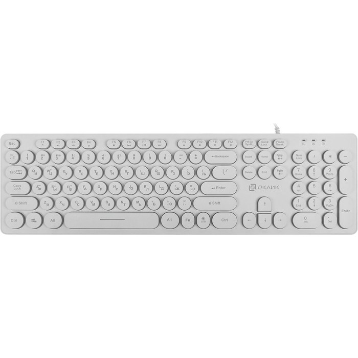 Клавиатура Оклик 420MRL белый USB slim Multimedia LED - фото 51423498 Клавиатура Оклик 420MRL белый USB slim Multimedia LED - фото 51423498