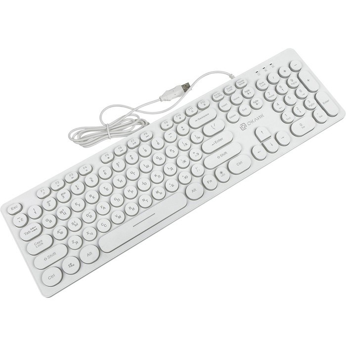 Клавиатура Оклик 420MRL белый USB slim Multimedia LED - фото 51423499 Клавиатура Оклик 420MRL белый USB slim Multimedia LED - фото 51423499