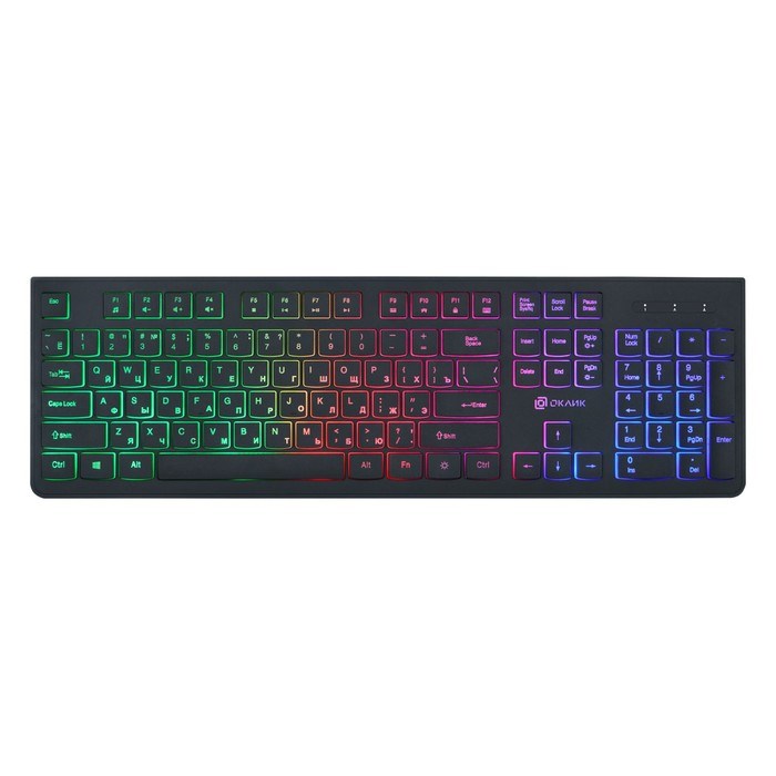 Клавиатура Оклик 440ML черный USB slim LED - фото 51423500