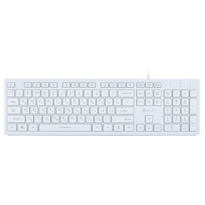 Клавиатура Оклик 550ML белый USB slim Multimedia LED - фото 51423542 Клавиатура Оклик 550ML белый USB slim Multimedia LED - фото 51423542