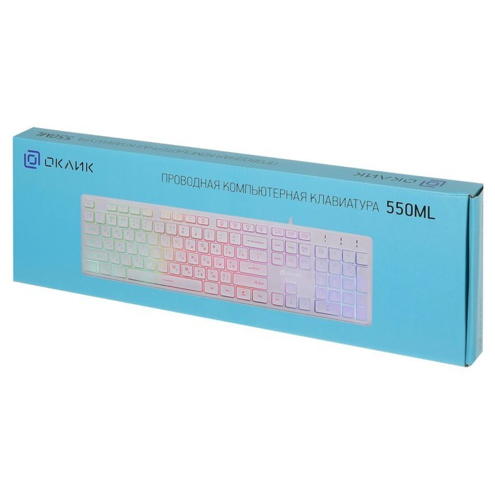 Клавиатура Оклик 550ML белый USB slim Multimedia LED - фото 51423548 Клавиатура Оклик 550ML белый USB slim Multimedia LED - фото 51423548