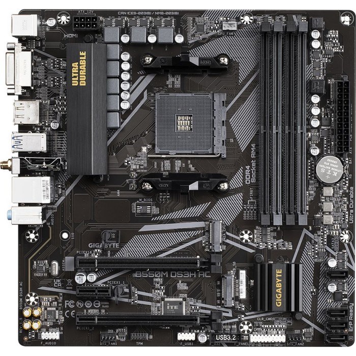 Материнская плата Gigabyte B550M DS3H AC Soc-AM4 AMD B550 4xDDR4 mATX AC`97 8ch(7.1) GbLAN R 10044 - фото 51424053 Материнская плата Gigabyte B550M DS3H AC Soc-AM4 AMD B550 4xDDR4 mATX AC`97 8ch(7.1) GbLAN R 10044 - фото 51424053