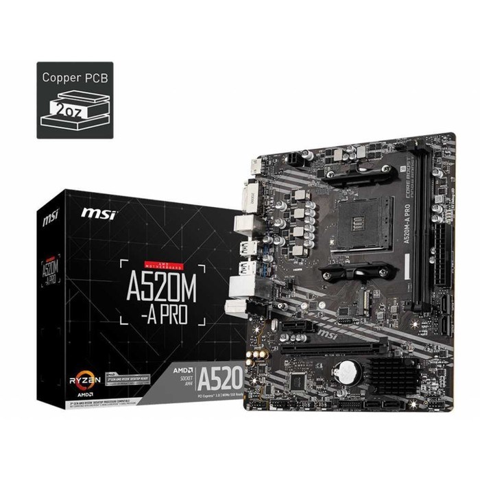 Материнская плата MSI A520M-A PRO Soc-AM4 AMD A520 2xDDR4 mATX AC`97 8ch(7.1) GbLAN RAID+DVI 10044 - фото 51424066 Материнская плата MSI A520M-A PRO Soc-AM4 AMD A520 2xDDR4 mATX AC`97 8ch(7.1) GbLAN RAID+DVI 10044 - фото 51424066