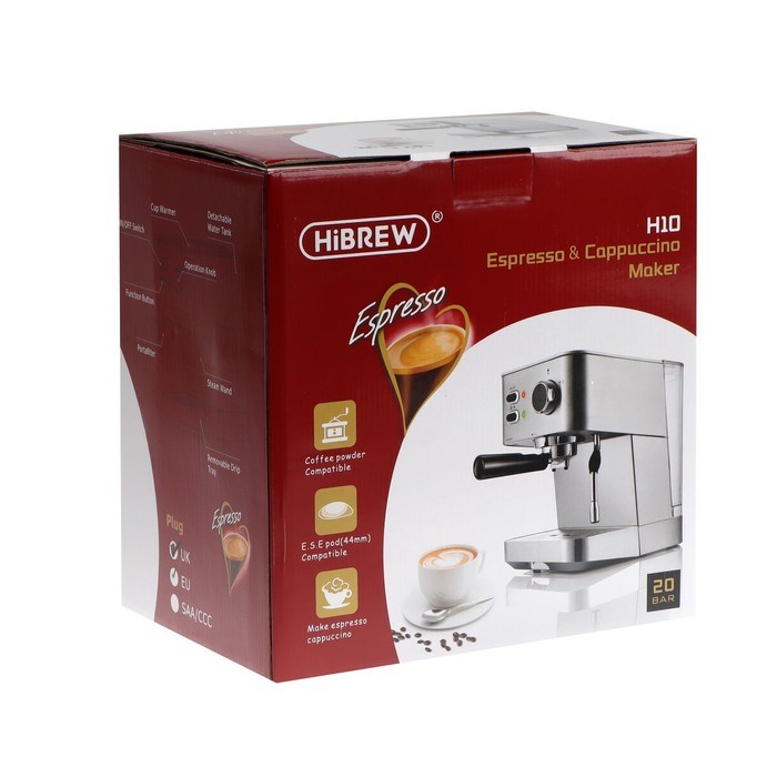 Кофемашина Hibrew CM4682, рожковая, 1050 Вт, 1.5 л, серебристая - фото 51424476 Кофемашина Hibrew CM4682, рожковая, 1050 Вт, 1.5 л, серебристая - фото 51424476