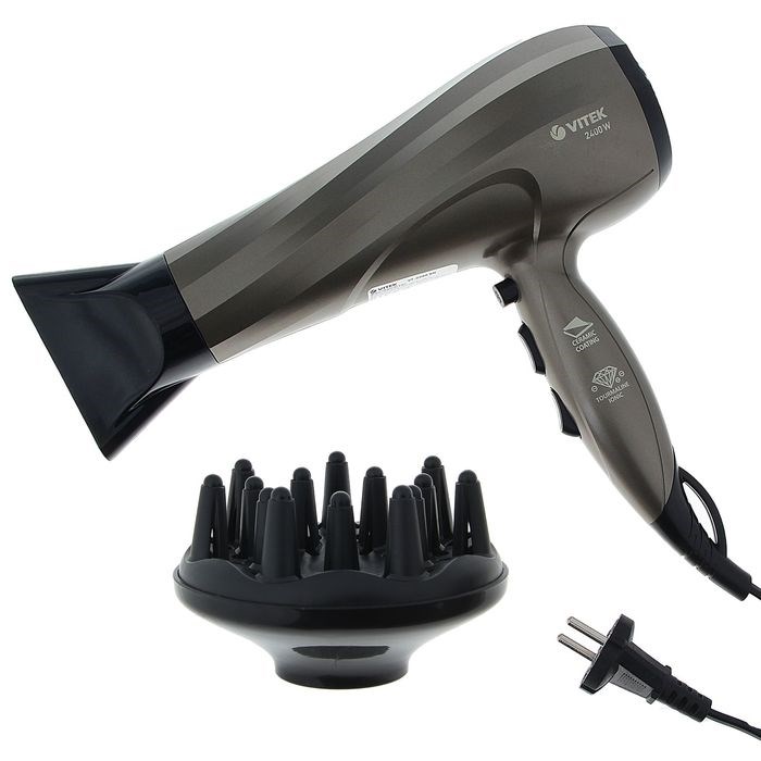 Фен для волос Vitek VT-2298, 2400 Вт, 2 скорости, 4 темп. режима, диффузор, ионизация - фото 51424608 Фен для волос Vitek VT-2298, 2400 Вт, 2 скорости, 4 темп. режима, диффузор, ионизация - фото 51424608