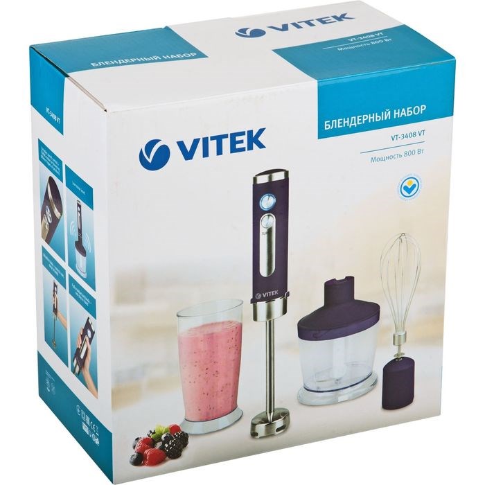 Блендер Vitek VT-3408 VT, 800 Вт, измельчитель, фиолетовый - фото 51424661 Блендер Vitek VT-3408 VT, 800 Вт, измельчитель, фиолетовый - фото 51424661
