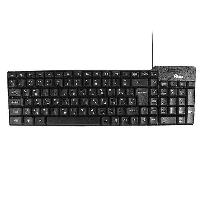 Клавиатура Ritmix RKB-100, проводная, мембранная, 102 клавиши, USB, чёрная - фото 51424703 Клавиатура Ritmix RKB-100, проводная, мембранная, 102 клавиши, USB, чёрная - фото 51424703