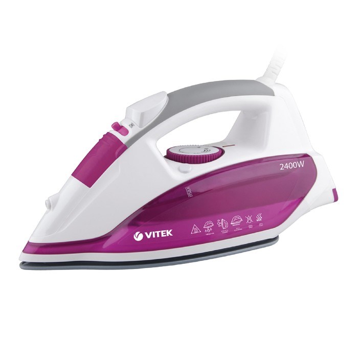 Утюг Vitek VT-1262 PK, 2400 Вт, антипригарное покрытие, 300 мл, розовый - фото 51424758 Утюг Vitek VT-1262 PK, 2400 Вт, антипригарное покрытие, 300 мл, розовый - фото 51424758