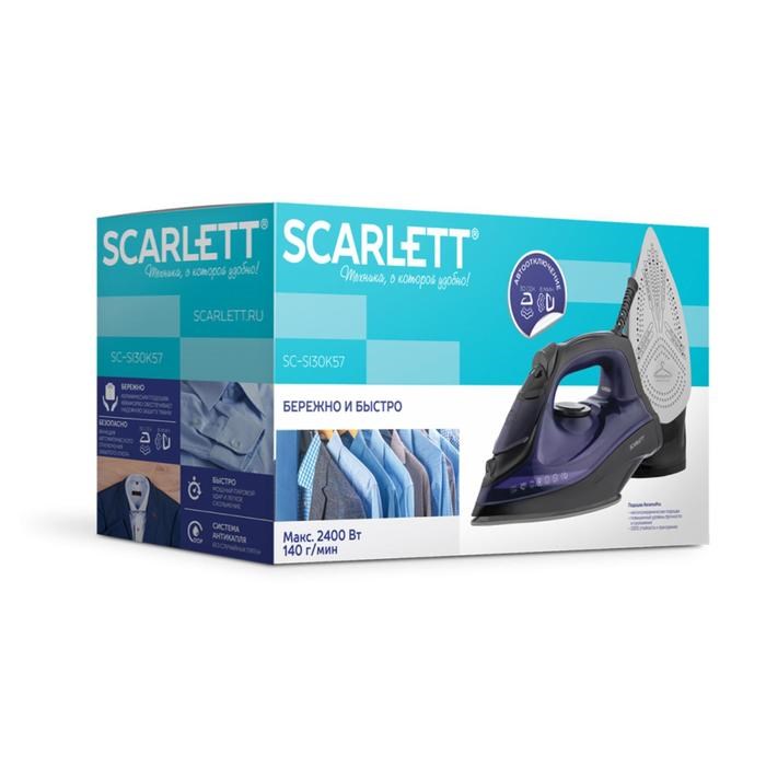 Утюг Scarlett SC-SI30K57, 2400 Вт, керамическая подошва, 35 г/мин, 280 мл, чёрный - фото 51424798 Утюг Scarlett SC-SI30K57, 2400 Вт, керамическая подошва, 35 г/мин, 280 мл, чёрный - фото 51424798