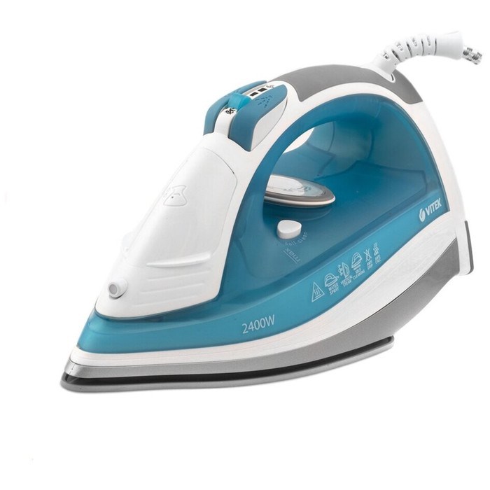Утюг Vitek VT-1264 W, 2400 Вт, керамическая подошва, 40 г/мин, 350 мл, бело-голубой - фото 51424819 Утюг Vitek VT-1264 W, 2400 Вт, керамическая подошва, 40 г/мин, 350 мл, бело-голубой - фото 51424819