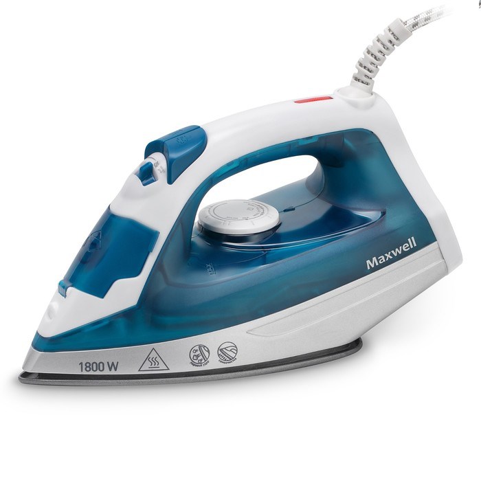 Утюг Maxwell MW-3056, 1800 Вт, антипригарная подошва, 250 мл, синий - фото 51424844 Утюг Maxwell MW-3056, 1800 Вт, антипригарная подошва, 250 мл, синий - фото 51424844