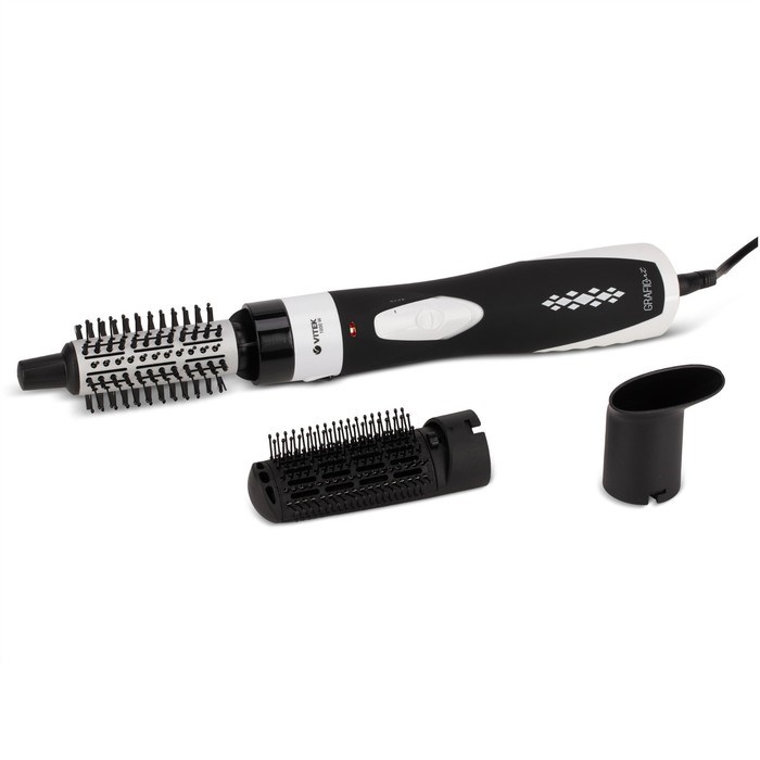 Фен-щетка Vitek VT-2510, 1000 Вт, ионизация, керамическое покрытие, 2 режима, 3 насадки - фото 51424946 Фен-щетка Vitek VT-2510, 1000 Вт, ионизация, керамическое покрытие, 2 режима, 3 насадки - фото 51424946