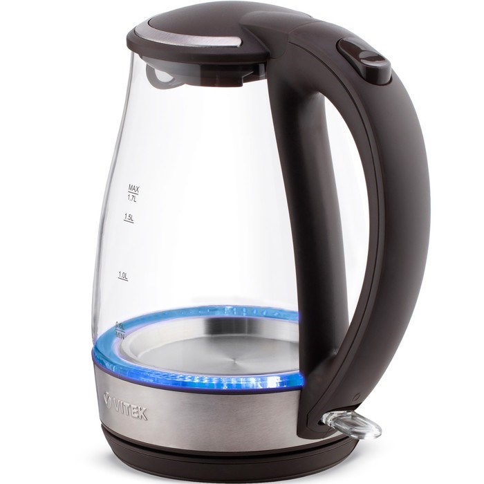 Чайник электрический Vitek VT-7015, стекло, 1.7 л, 2200 Вт, чёрно-серебристый - фото 51424986 Чайник электрический Vitek VT-7015, стекло, 1.7 л, 2200 Вт, чёрно-серебристый - фото 51424986