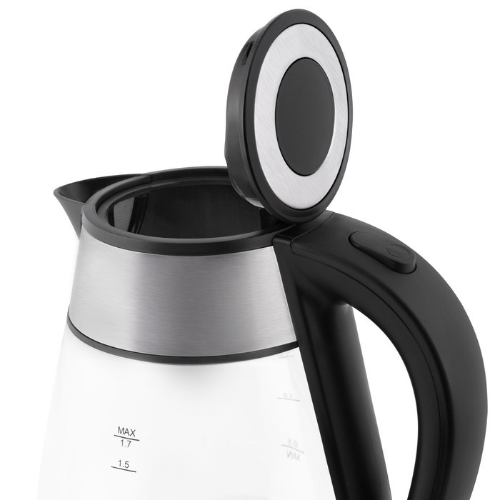 Чайник электрический Vitek VT-7037, стекло, 1.7 л, 2200 Вт, чёрно-серебристый - фото 51425016 Чайник электрический Vitek VT-7037, стекло, 1.7 л, 2200 Вт, чёрно-серебристый - фото 51425016