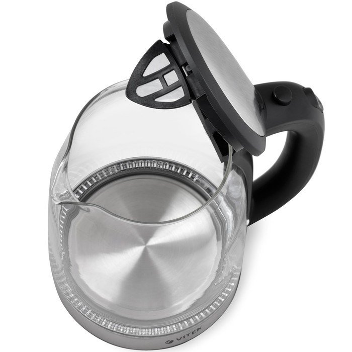 Чайник электрический Vitek VT-7095, стекло, 1.8 л, 2200 Вт, чёрно-серебристый - фото 51425039 Чайник электрический Vitek VT-7095, стекло, 1.8 л, 2200 Вт, чёрно-серебристый - фото 51425039