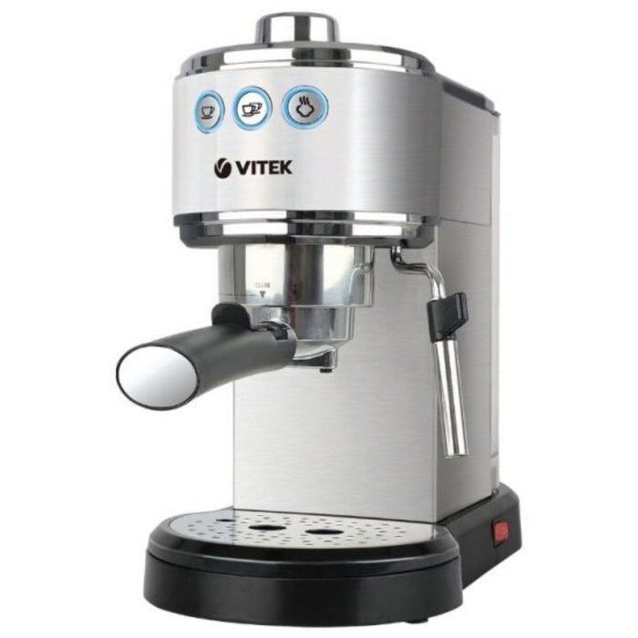 Кофеварка Vitek VT-1515 MC, рожковая, 1050 Вт, 1.5 л, капучинатор, серебристо-чёрная - фото 51425125 Кофеварка Vitek VT-1515 MC, рожковая, 1050 Вт, 1.5 л, капучинатор, серебристо-чёрная - фото 51425125