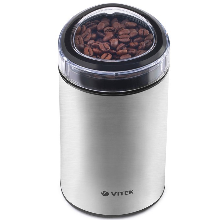 Кофемолка Vitek VT-1544, электрическая, ножевая, 200 Вт, 70 г, серебристая - фото 51425330 Кофемолка Vitek VT-1544, электрическая, ножевая, 200 Вт, 70 г, серебристая - фото 51425330