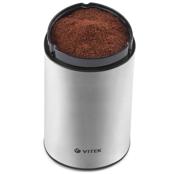 Кофемолка Vitek VT-1544, электрическая, ножевая, 200 Вт, 70 г, серебристая - фото 51425331 Кофемолка Vitek VT-1544, электрическая, ножевая, 200 Вт, 70 г, серебристая - фото 51425331